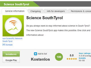 7 Südtiroler Wissenschaftsinstitutionen in einer App